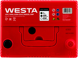 АКБ WESTA Asia 6ст-70 (о.п.) 630А 232*175*220 (90D23L SMF)