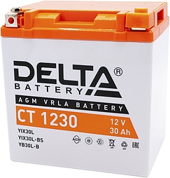 АКБ DELTA CT 12V 6ст-30 (CT 1230) (о.п.) 300А 166*126*175