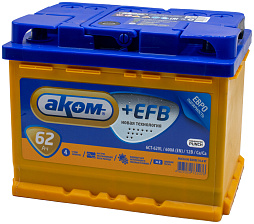 АКБ AKOM +EFB 6ст-62 (о.п.) 600А 242*175*190